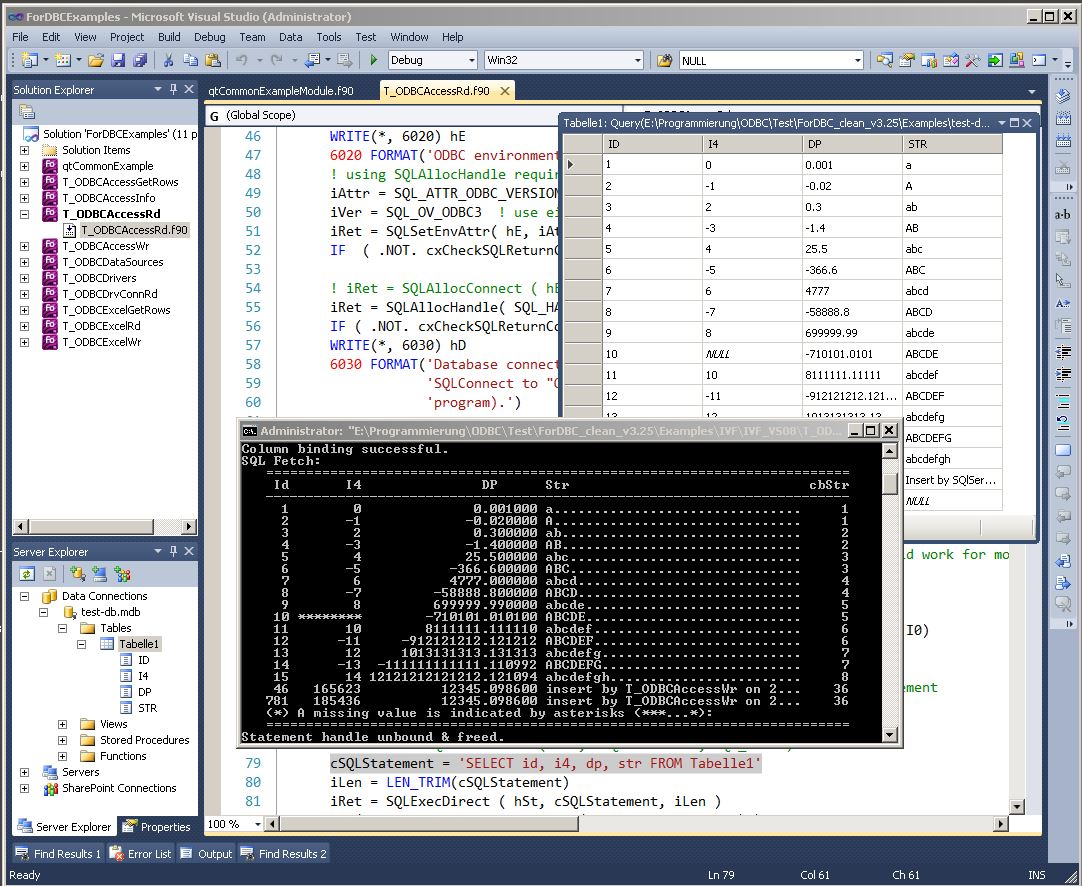 ForDBC sample projects in Visual Studio